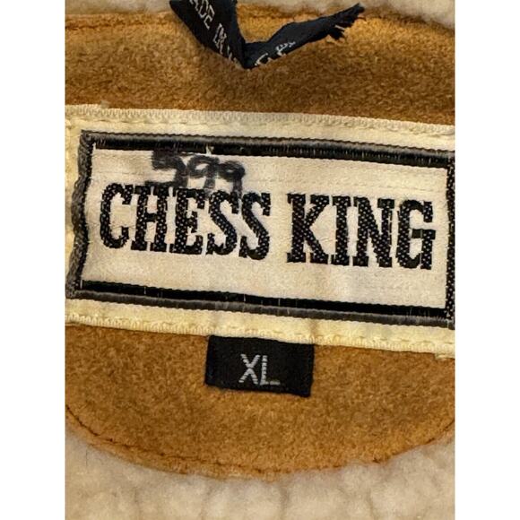 XL Vintage Chess King Sherpa Lined Suede Western Cowboy Vest 70s Snap - Picture 2 of 12